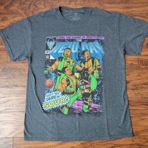 WWE THE NEW DAY 2017 Power of Positivity Comic Gray Shirt sz M EUC Wrestling
